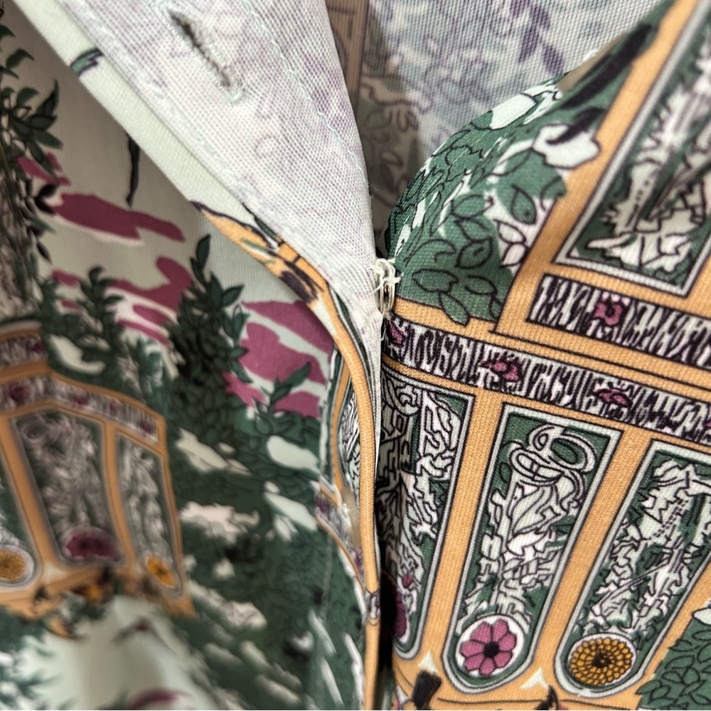 Vtg 70s Ship ’n Shore Bird & Garden Print Dagger Collar Button Up Shirt - M Poly - Picture 13 of 15